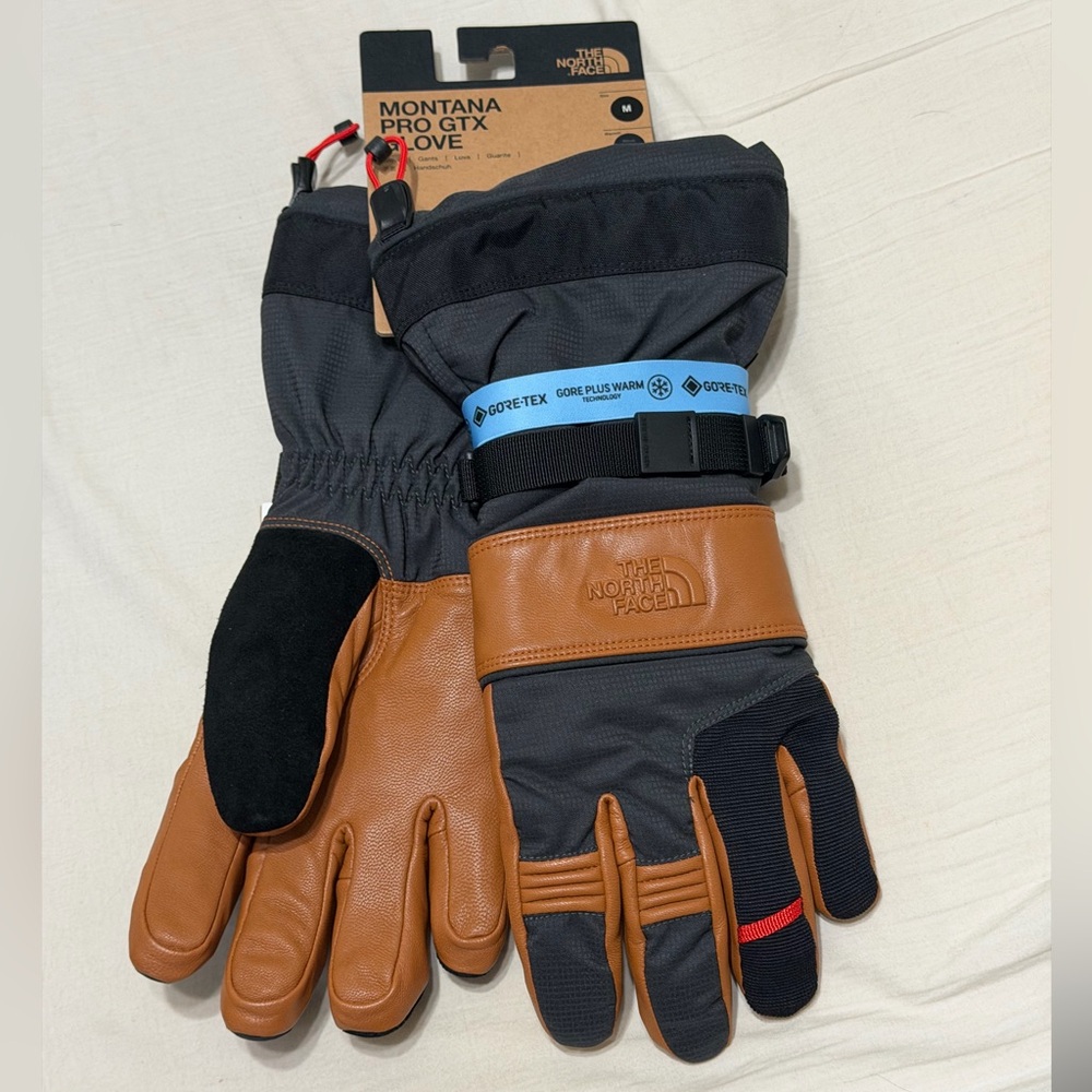 New The North Face Montana Pro GTX Premium Gore-tex Gloves Brown Medium M $150